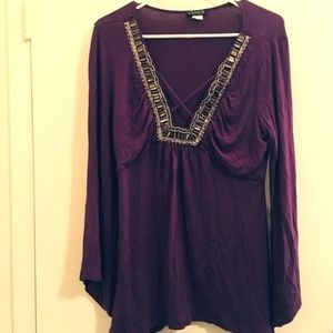 Venus purple beaded long sleeve Sz L or XL